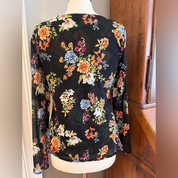 INC Floral-Print Ruched-Center V-Neck
Mesh Top - Picture 3 of 7